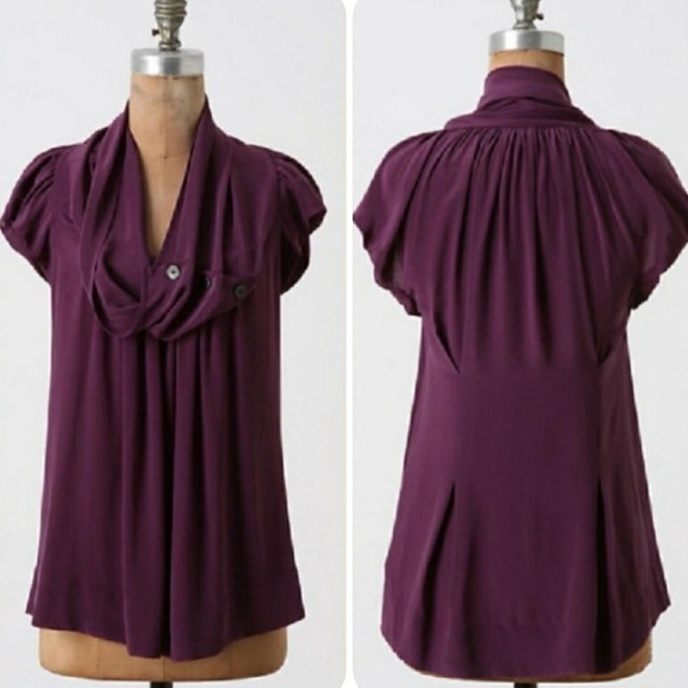 Anthro Odille | Silk Deuxhill Cowl Floral Blouse 2 - Picture 2 of 8